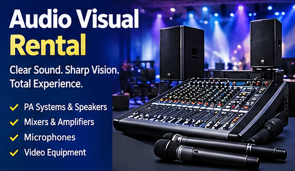 Audio visual rental in Delhi NCR: PA systems, speakers, mixers, amplifiers and microphones